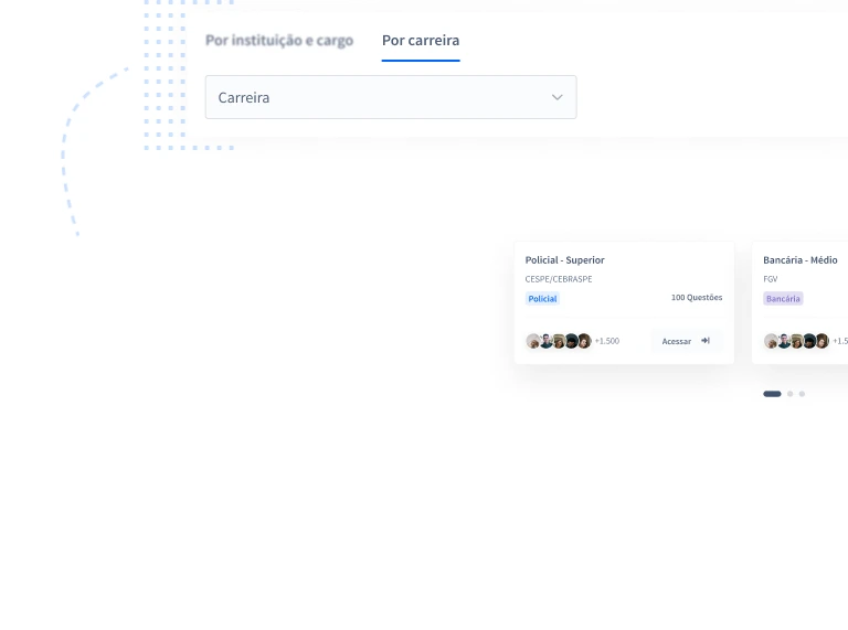 Interface de busca por carreira e cards de programas de estudo disponíveis