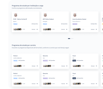 Cards de programas de pstudo por instituição e carreira