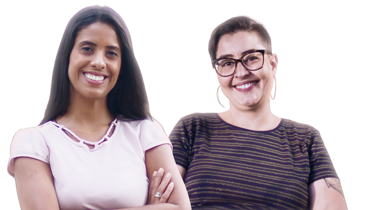 Duas mulheres sorridentes ao lado do destaque 10M e texto sobre os mais de 10 milhões de alunos do Gran Questões
