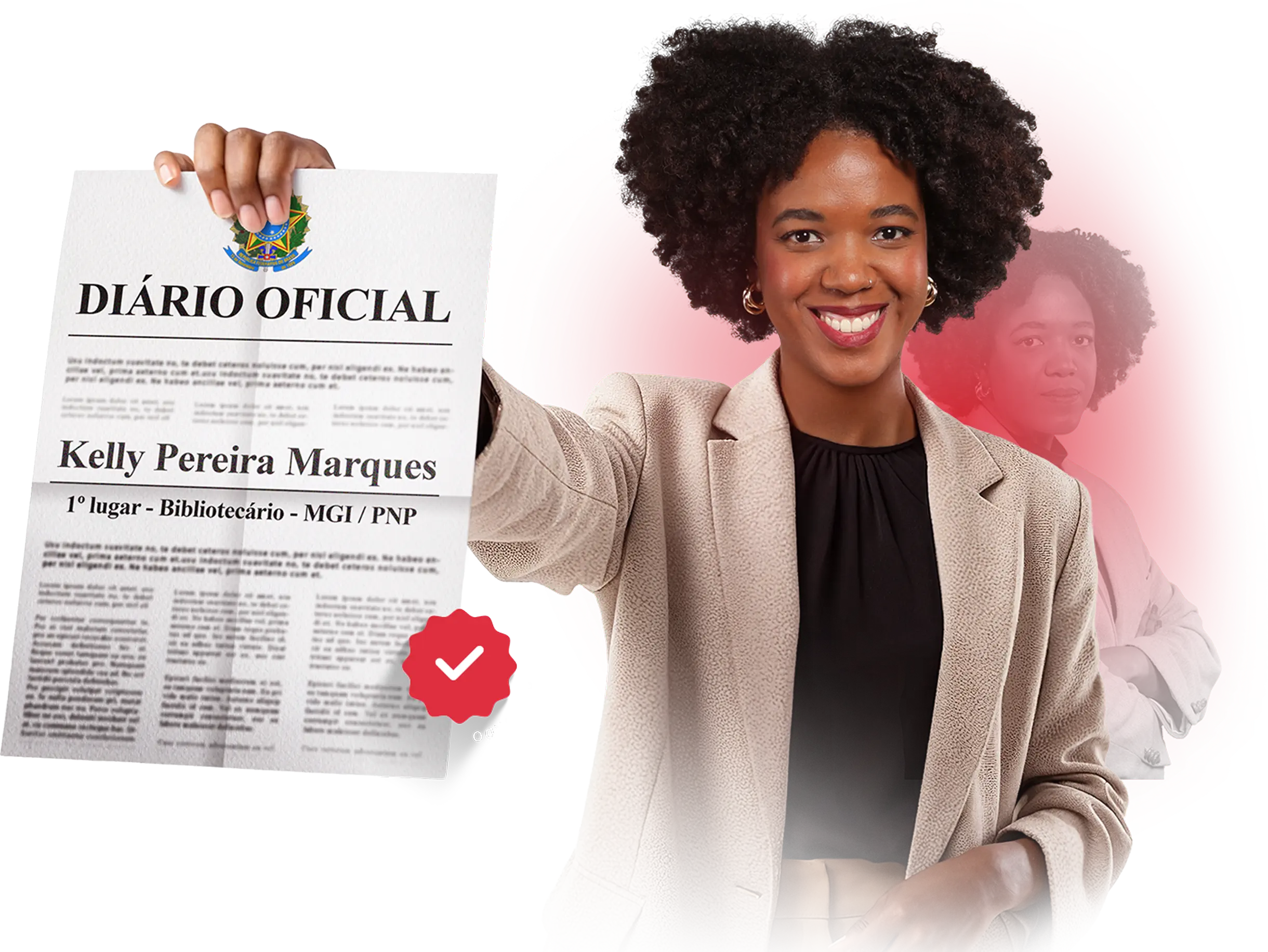 Foto de Kelly Pereira Marques, aluna GRAN aprovada e 1ª colocada no concurso de Bibliotecária - MGI/PNP