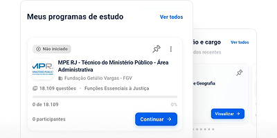 Interface do Gran Questões exibindo o card do Meus programas de estudo